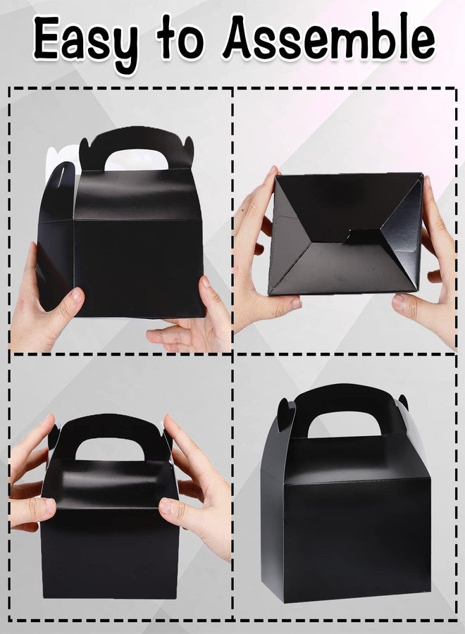 JEFHOMKIT 24Pcs Gable Boxes,Black Gable Candy Treat Boxes,Party Favor Treat Boxes,Goodie Gift Boxes for Party Favor,Paper Gable Gift Boxes with Handle for Birthday Party Wedding Baby Shower,6.2x3.5x3.4In(Black) - Image 4
